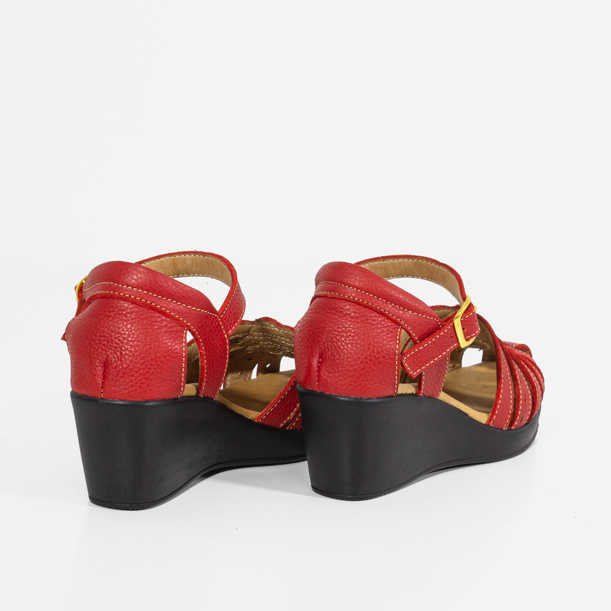SANDALIAS MUJER MARIBU CUERO ROJO 752 - 3