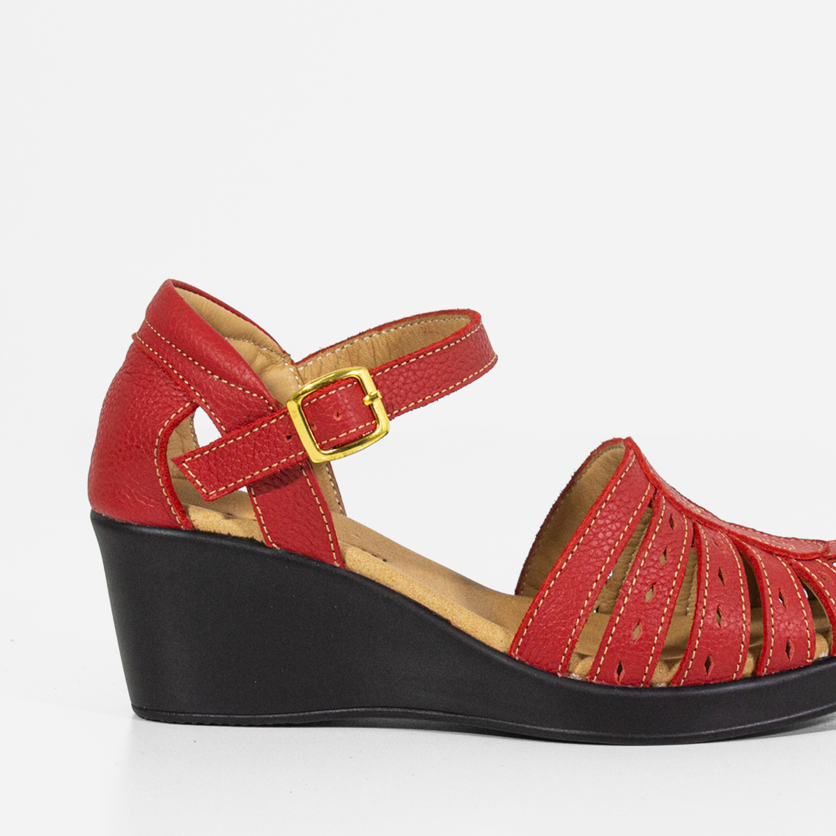 SANDALIAS MUJER MARIBU CUERO ROJO 752 - 4