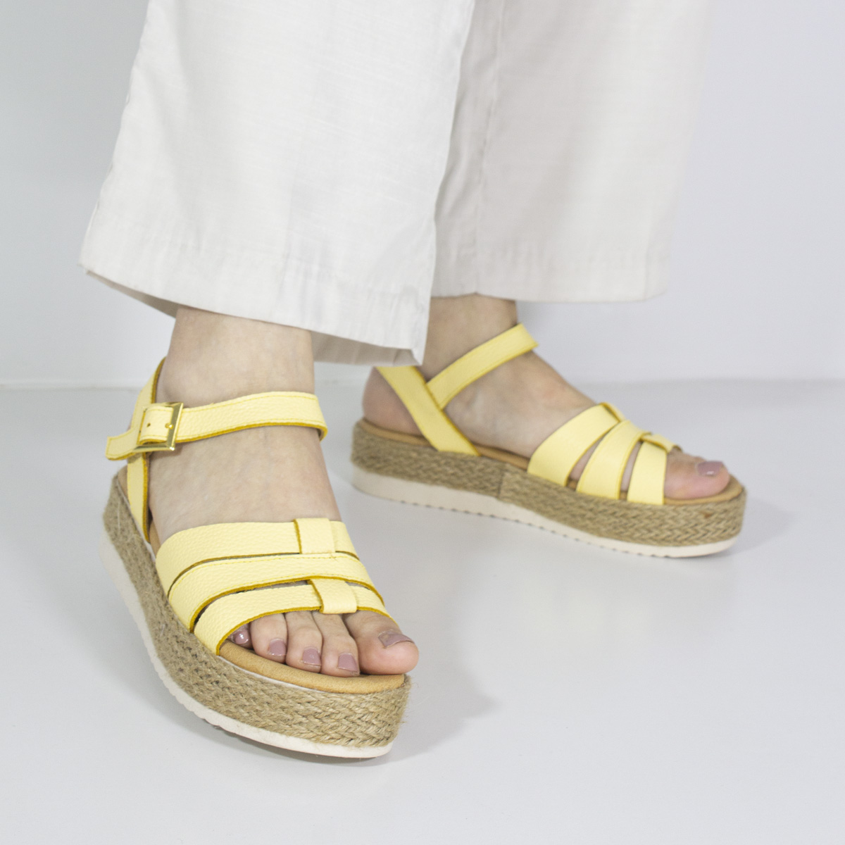 SANDALIAS MUJER MARIBU CUERO AMARILLO 766 - 5