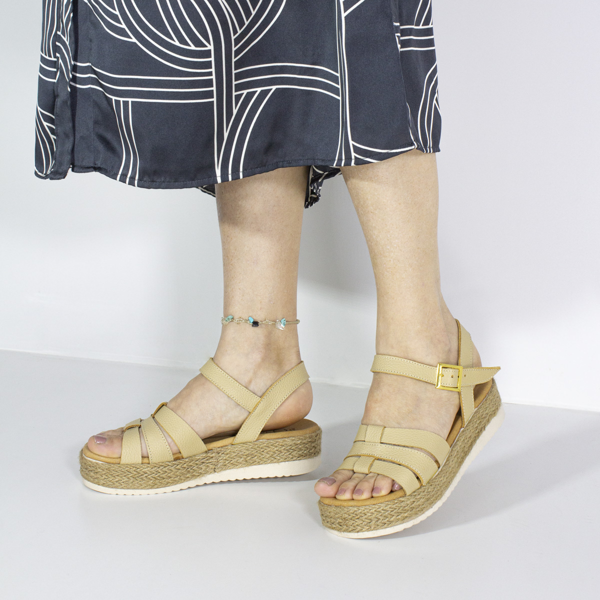 SANDALIAS MUJER MARIBU CUERO NATURAL 766 - 5