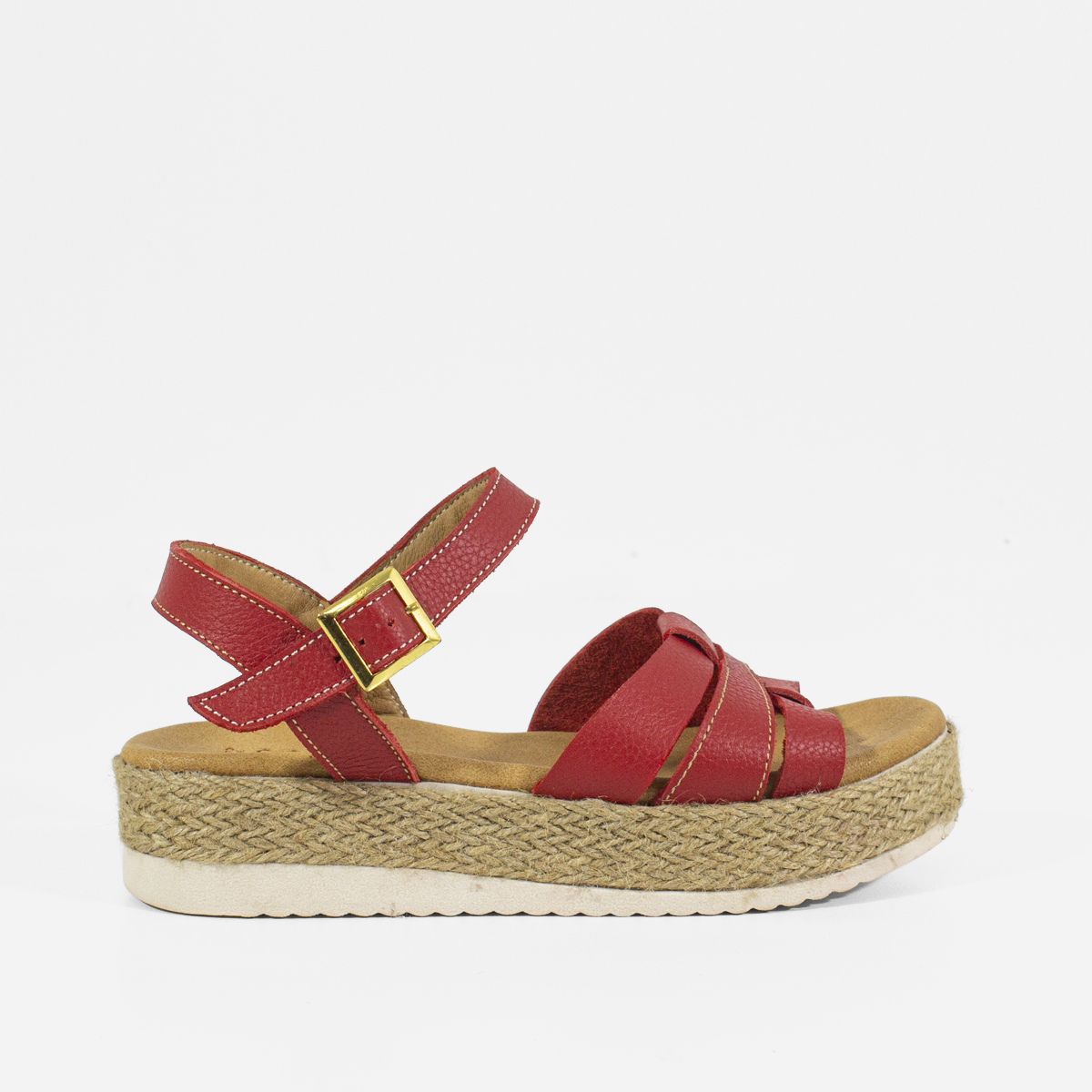SANDALIAS MUJER MARIBU CUERO ROJO 766 - 1