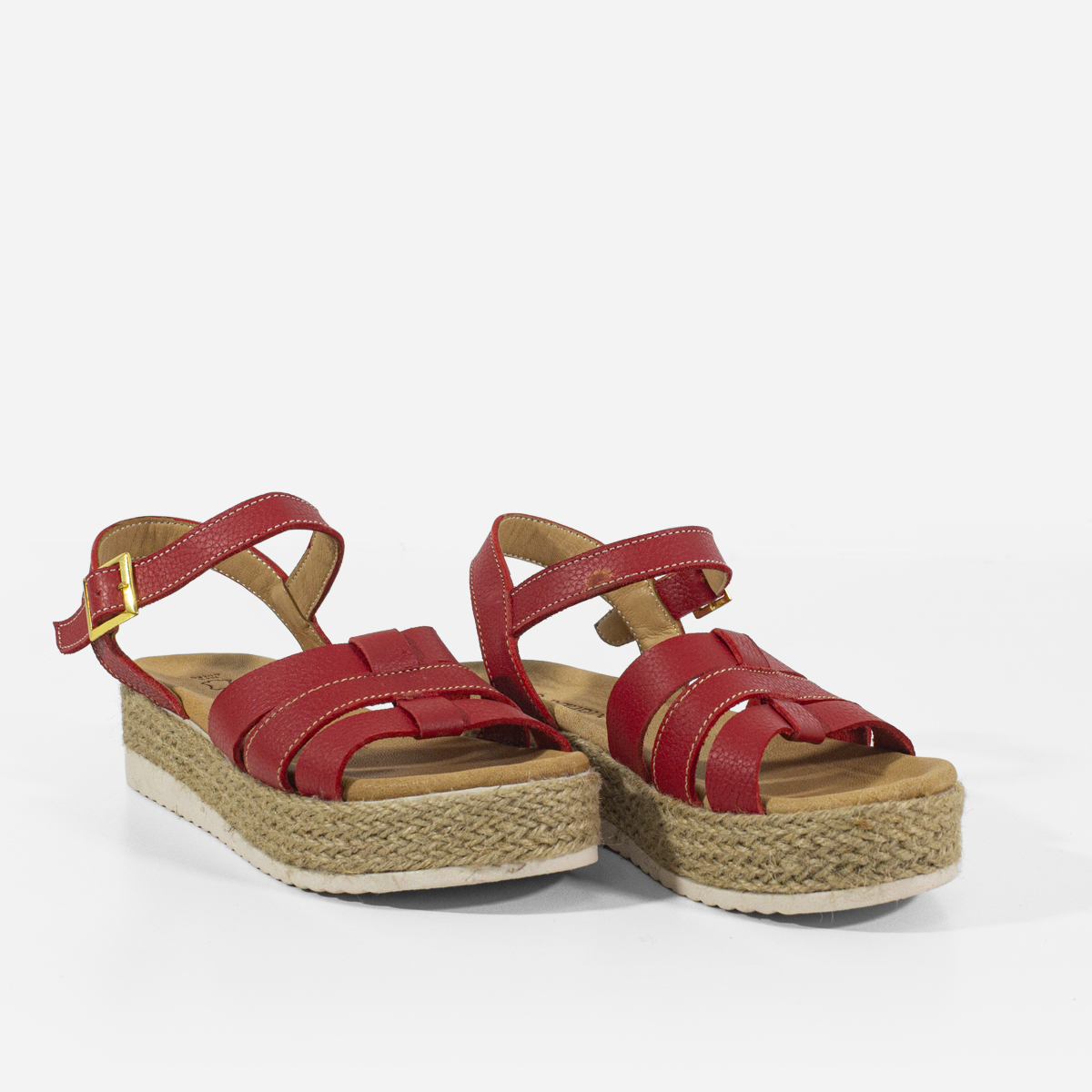 SANDALIAS MUJER MARIBU CUERO ROJO 766 - 2