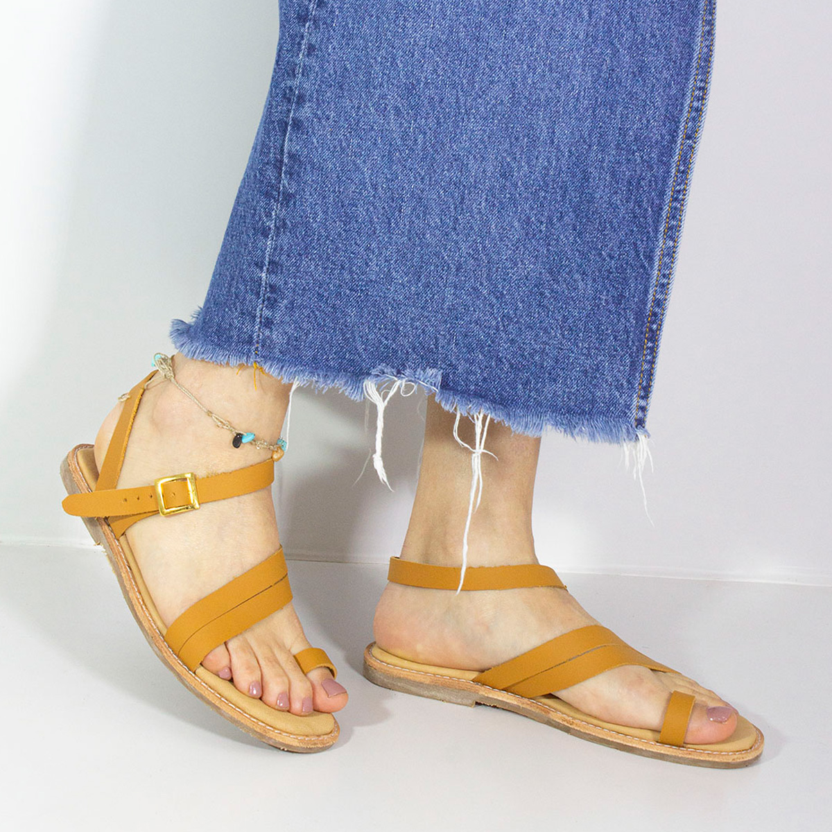SANDALIAS MUJER MARIBU CUERO NATURAL 809 - 5
