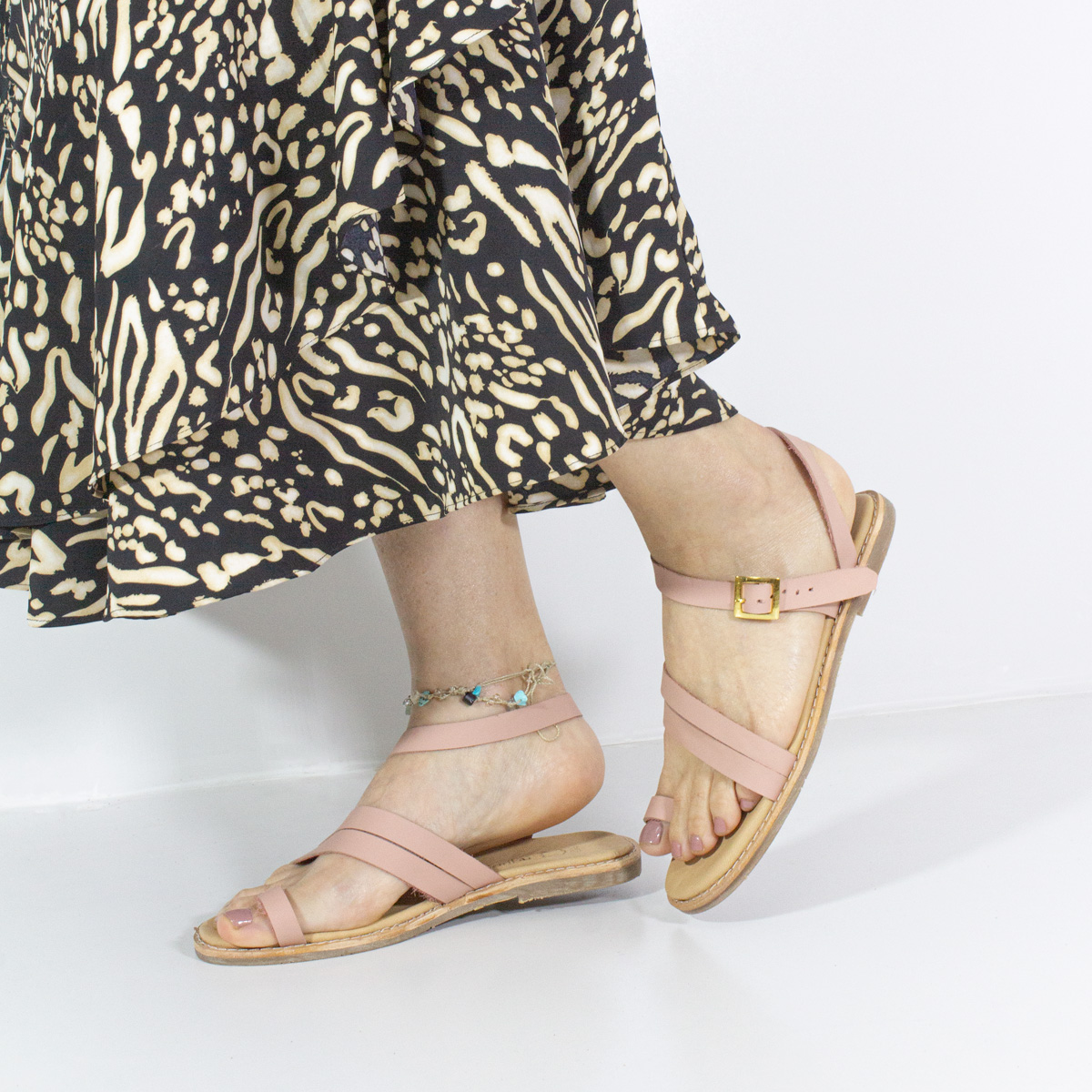 SANDALIAS MUJER MARIBU CUERO NUDE 809 - 5