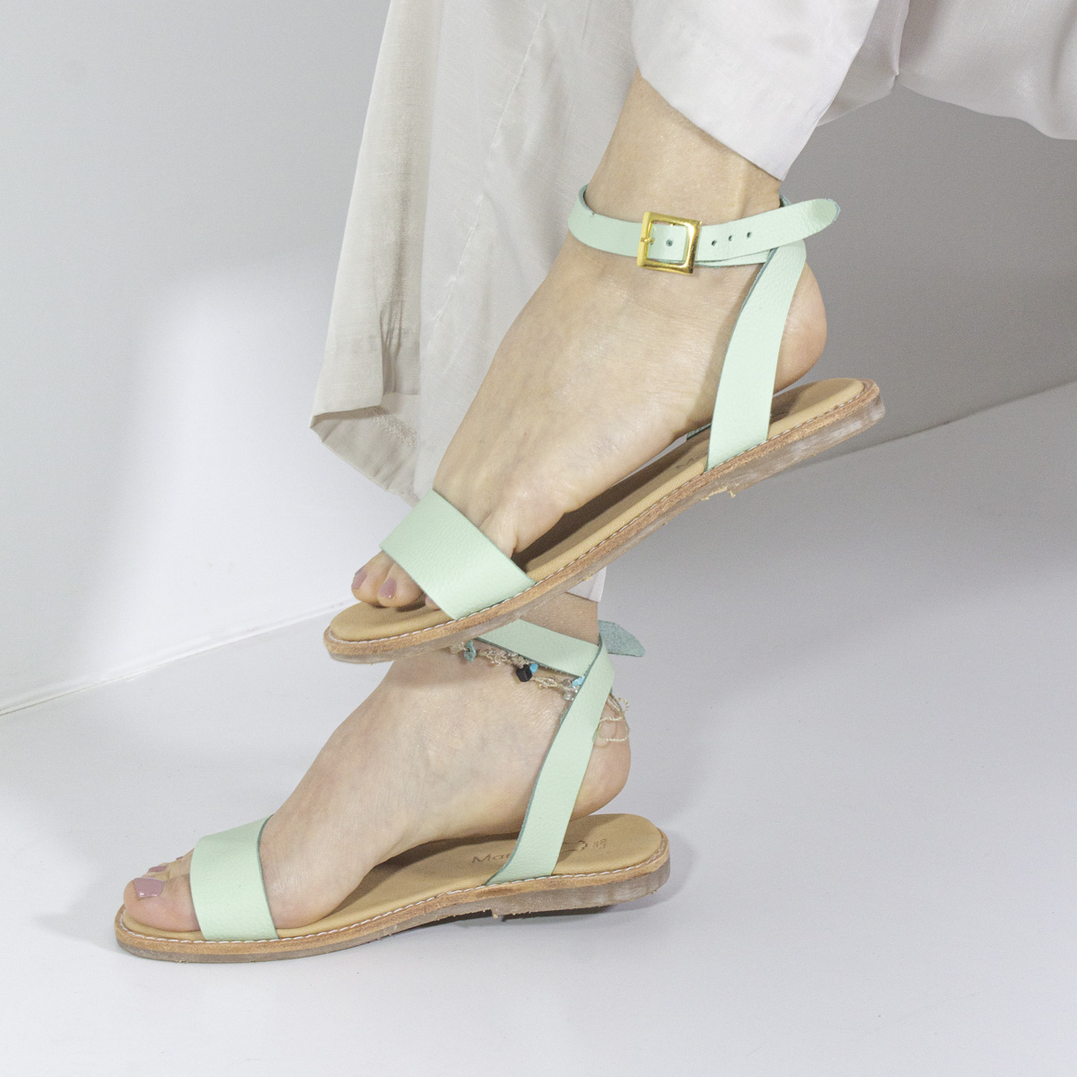 SANDALIAS MUJER MARIBU CUERO MENTA 811 - 5