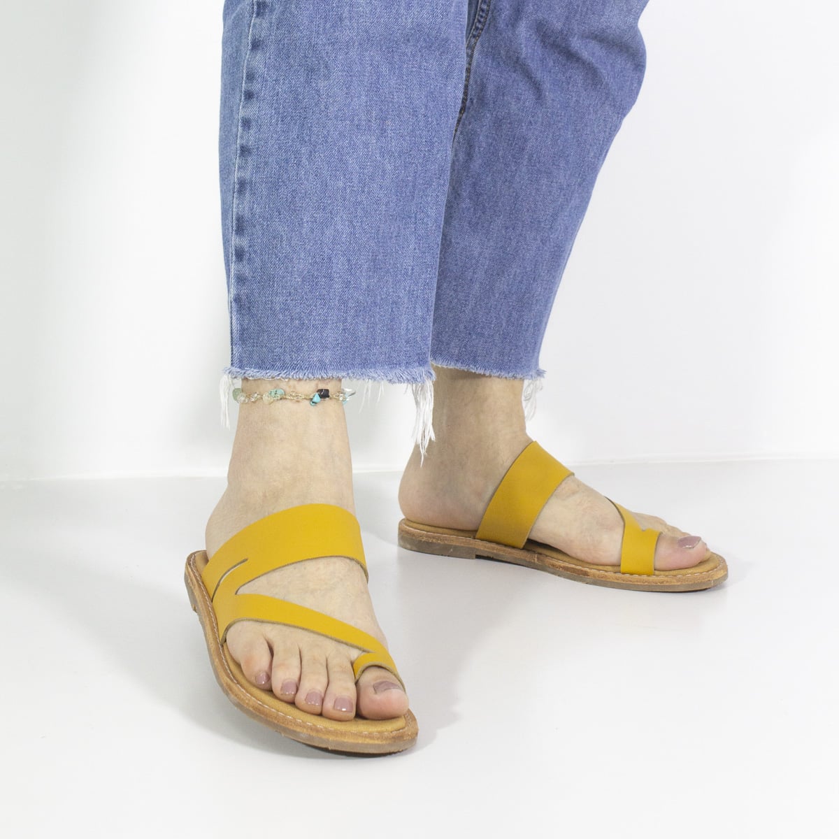 SANDALIAS MUJER MARIBU CUERO AMARILLO 844 - 5