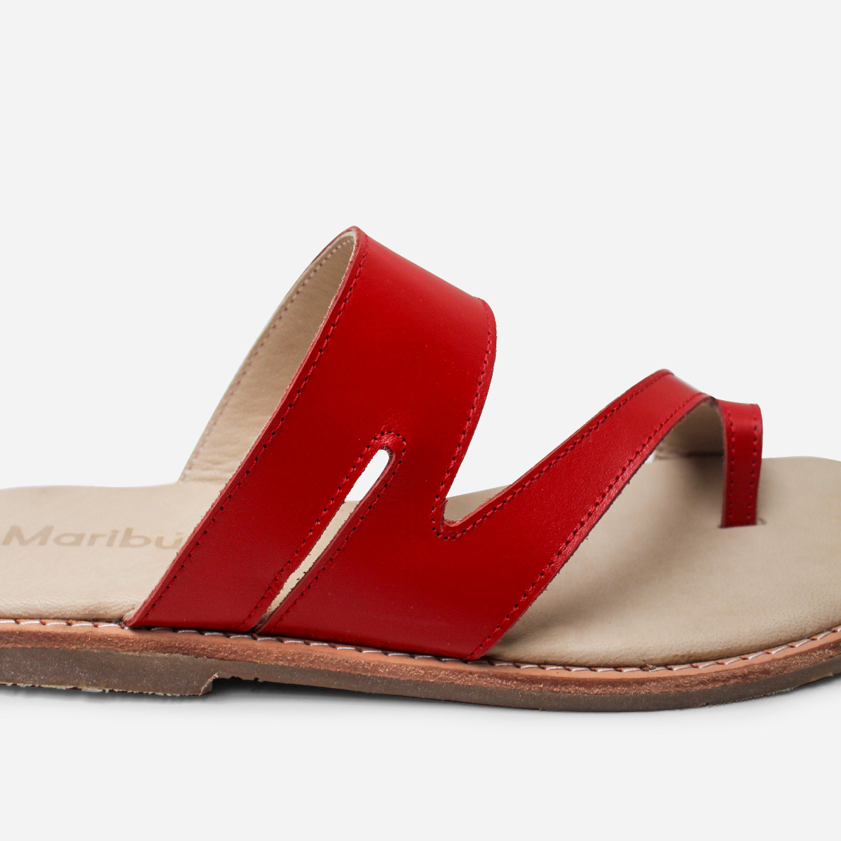 SANDALIAS MUJER MARIBU CUERO ROJO 844 - 5