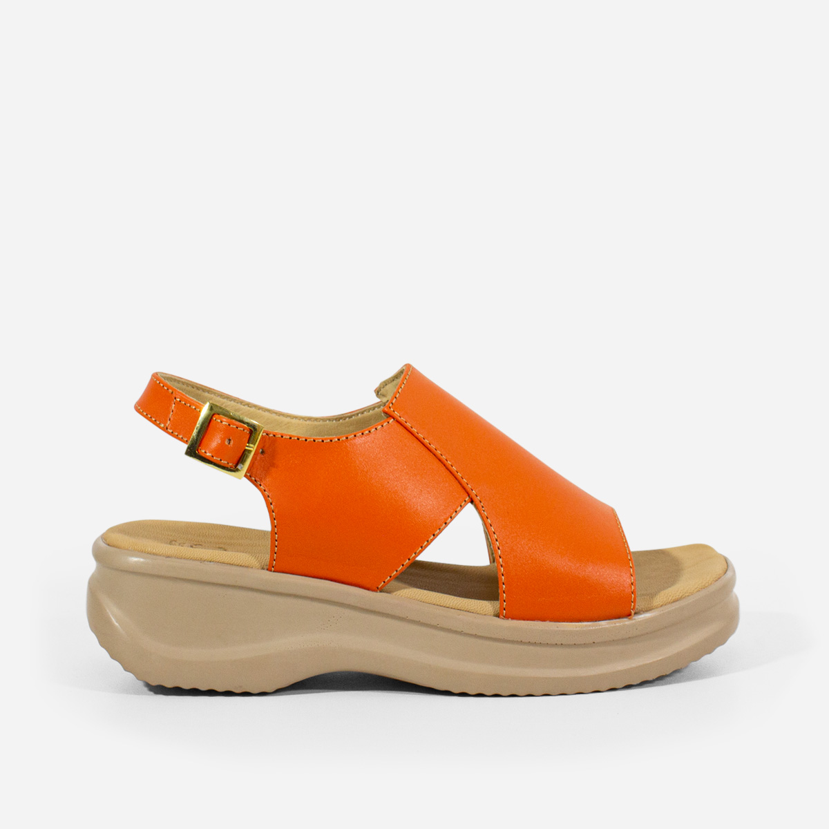 SANDALIAS MUJER MARIBU CUERO NARANJA 848 - 1