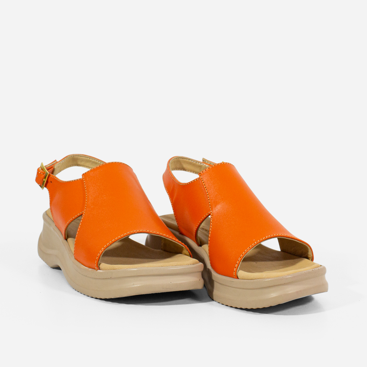 SANDALIAS MUJER MARIBU CUERO NARANJA 848 - 2