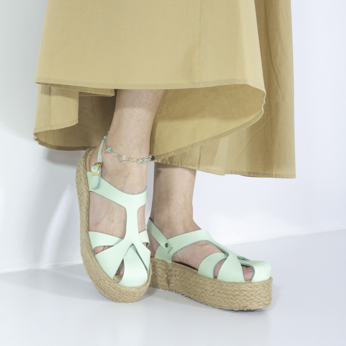 SANDALIAS MUJER MARIBU CUERO MENTA 849 - 5