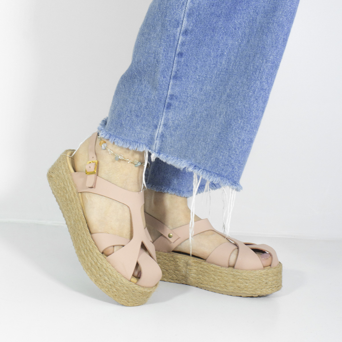 SANDALIAS MUJER MARIBU CUERO NUDE 849 - 5