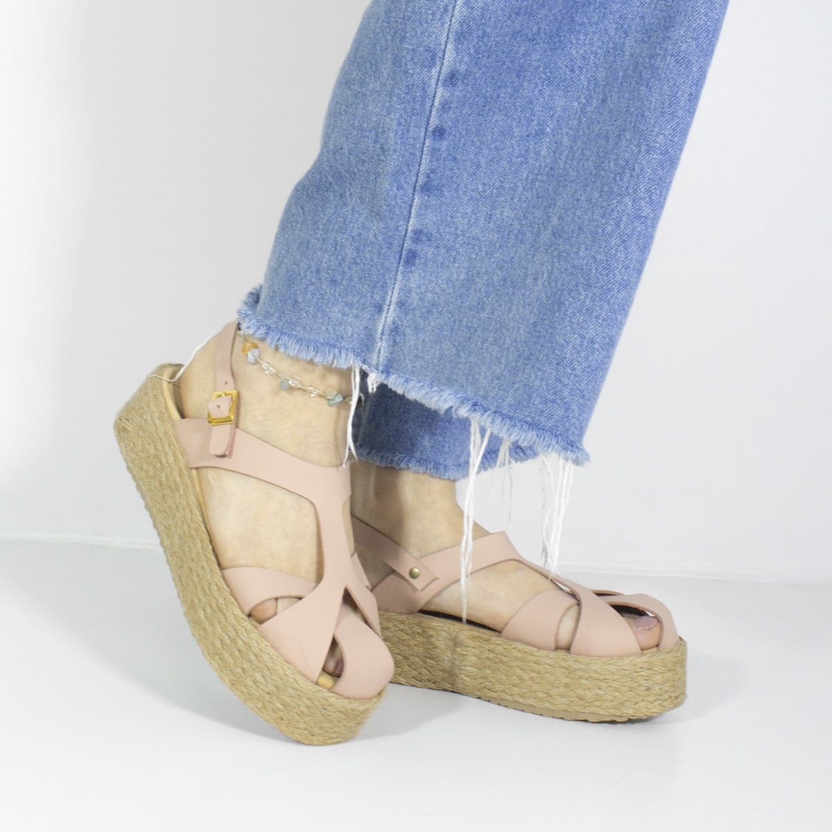 SANDALIAS MUJER MARIBU CUERO NUDE 849 - 5