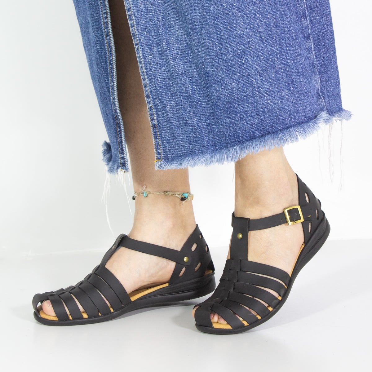 SANDALIAS MUJER MARIBU CUERO NEGRO 850 - 5