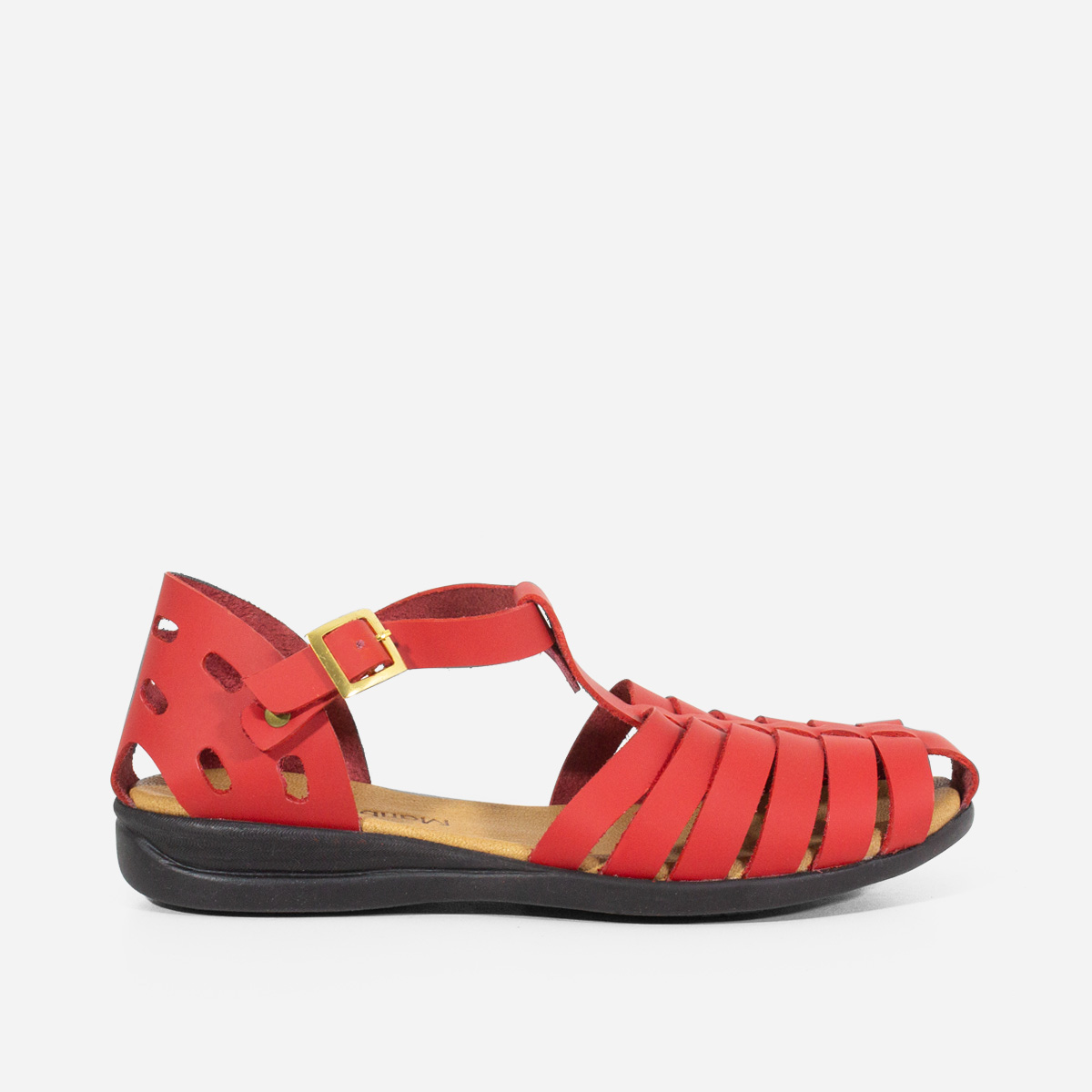 SANDALIAS MUJER MARIBU CUERO ROJO 850 - 1