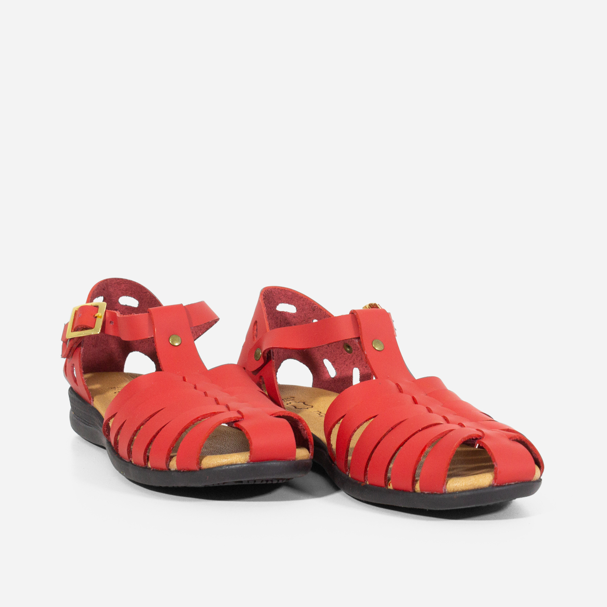 SANDALIAS MUJER MARIBU CUERO ROJO 850 - 2