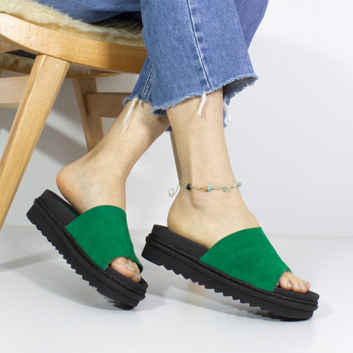 SANDALIAS MUJER MARIBU CUERO VERDE 851 - 5