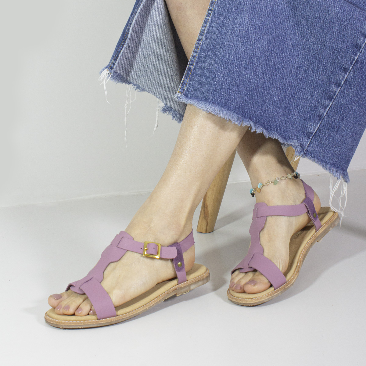 SANDALIAS MUJER MARIBU CUERO LILA 855 - 5