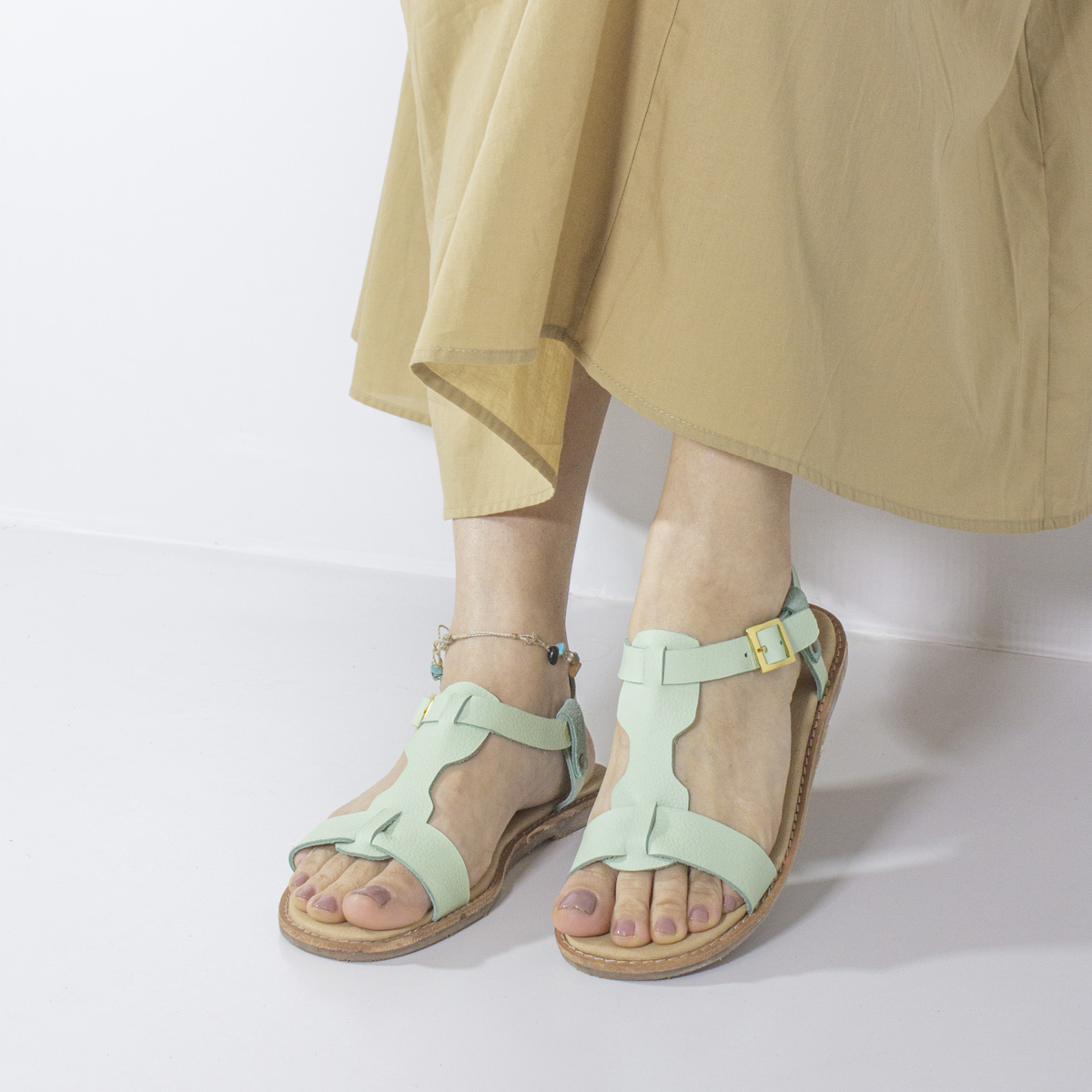 SANDALIAS MUJER MARIBU CUERO MENTA 855 - 5