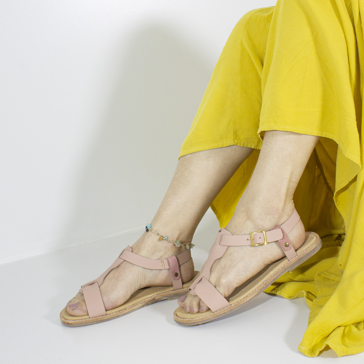 SANDALIAS MUJER MARIBU CUERO NUDE 855 - 5