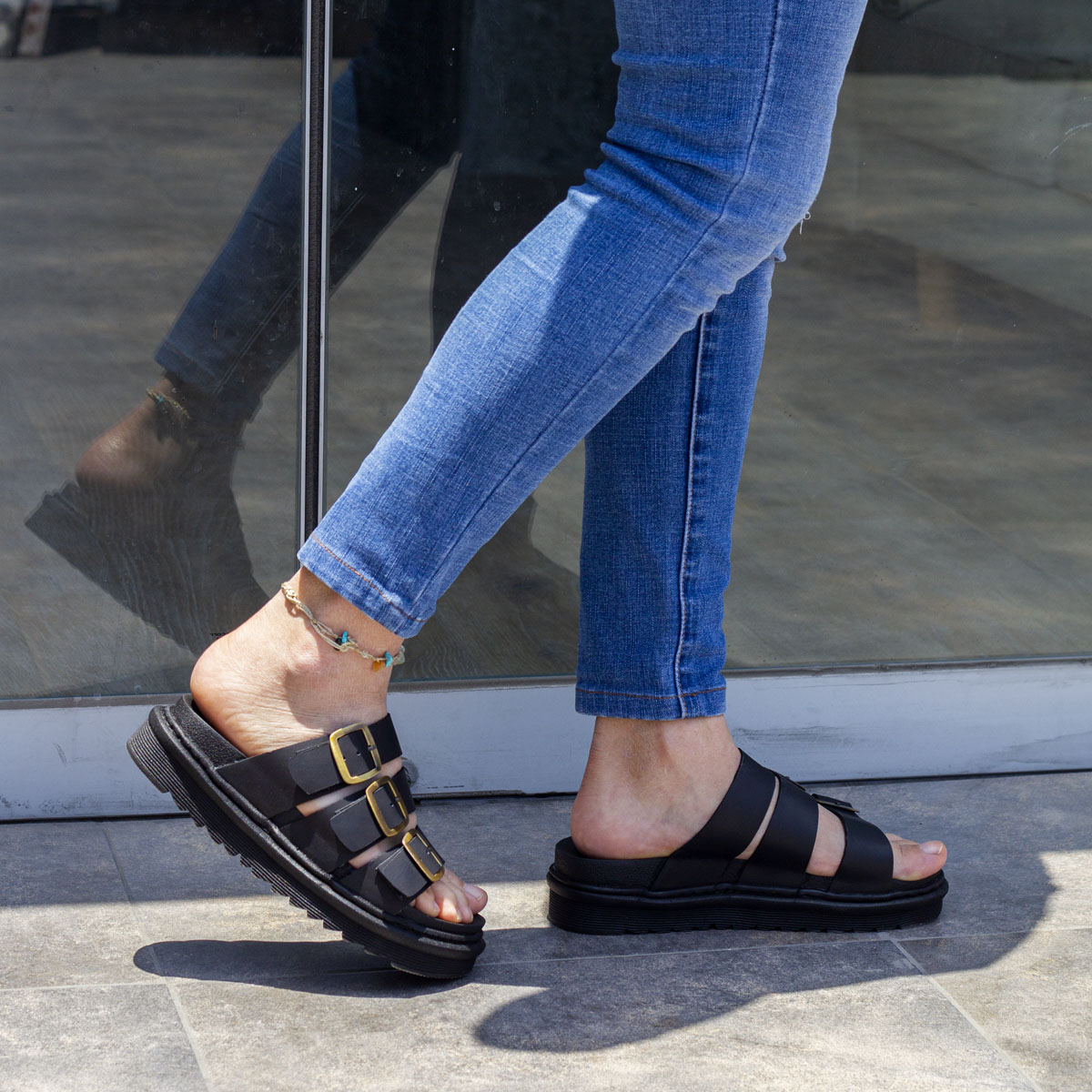 SANDALIAS MUJER MARIBU CUERO NEGRO 859 - 5