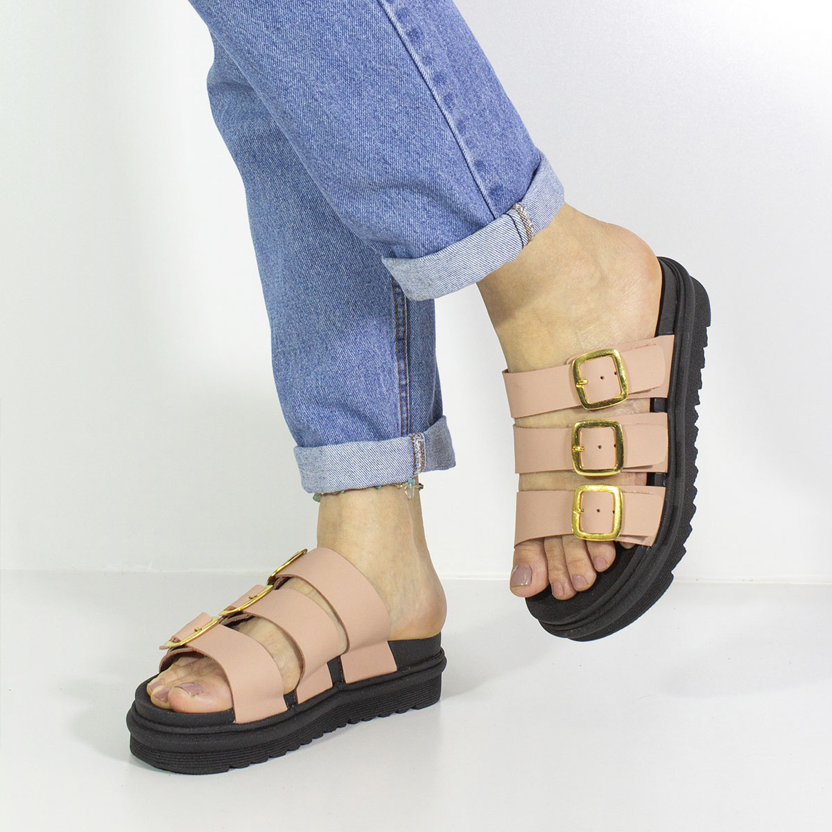 SANDALIAS MUJER MARIBU CUERO NUDE 859 - 5