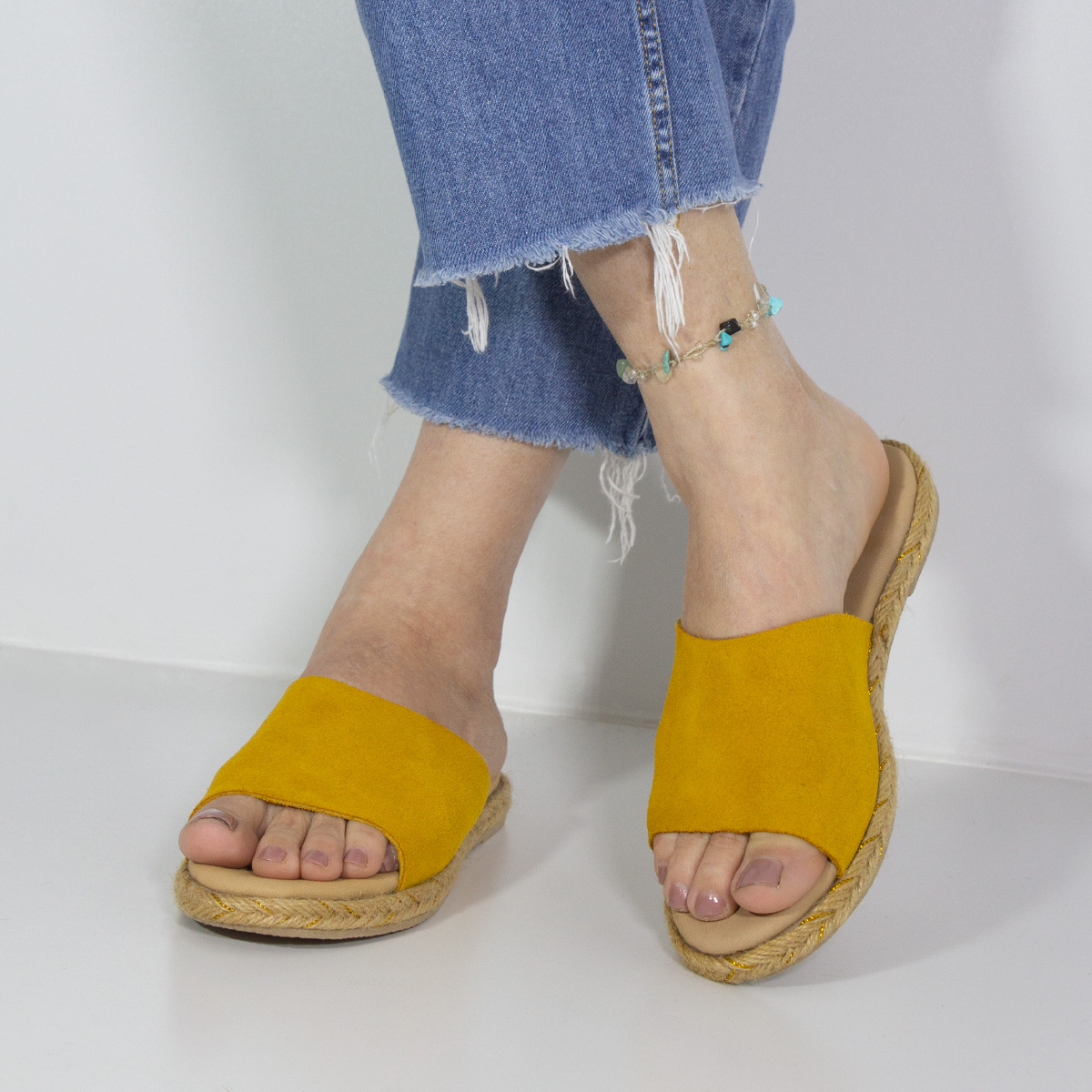 SANDALIAS MUJER MARIBU CUERO AMARILLO 861 - 5