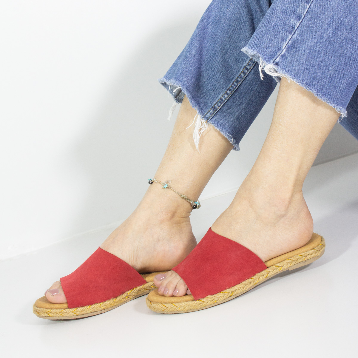 SANDALIAS MUJER MARIBU CUERO ROJO 861 - 5