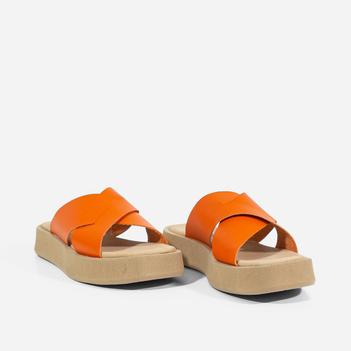 SANDALIAS MUJER MARIBU CUERO NARANJA 1004 - 2
