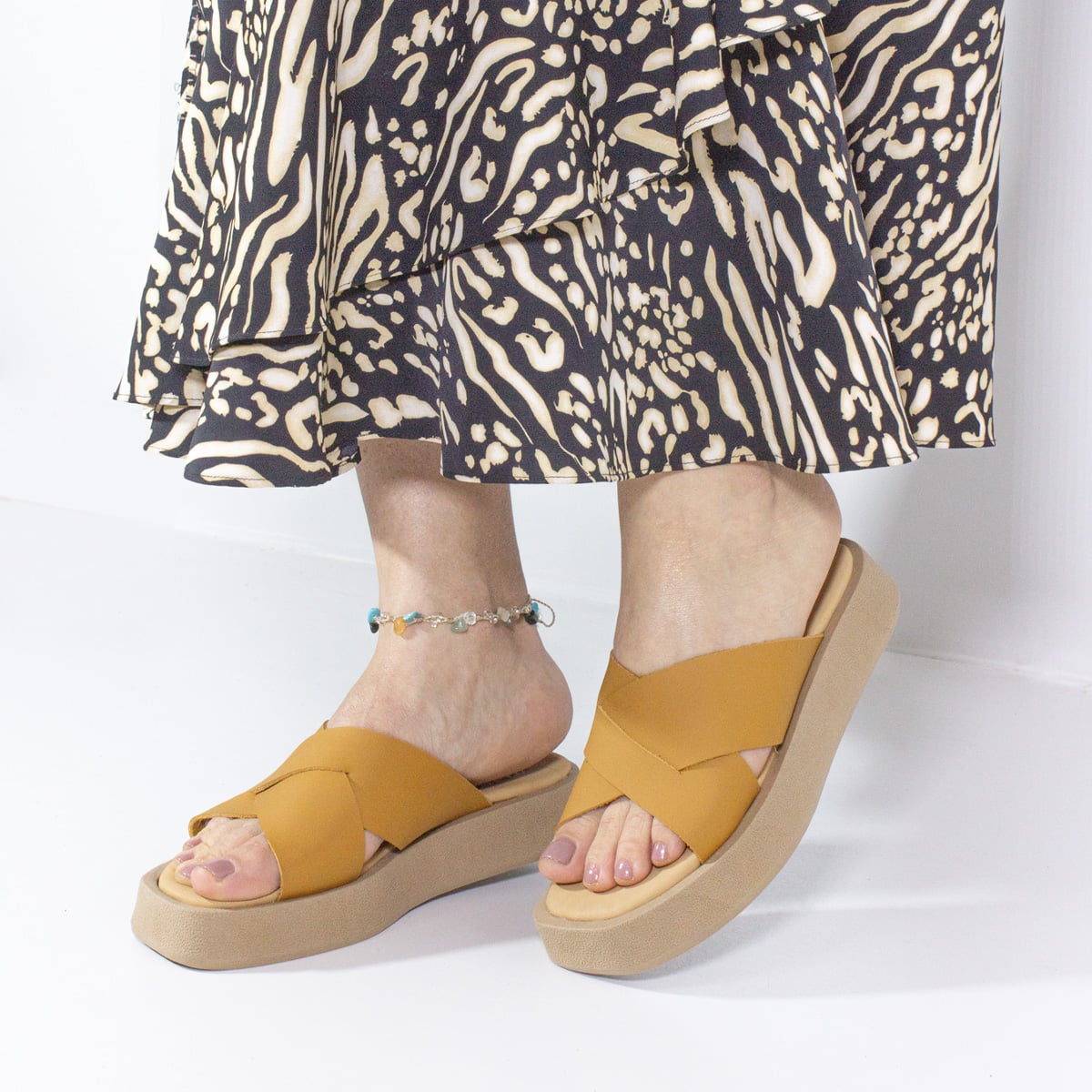 SANDALIAS MUJER MARIBU CUERO NATURAL 1004 - 5