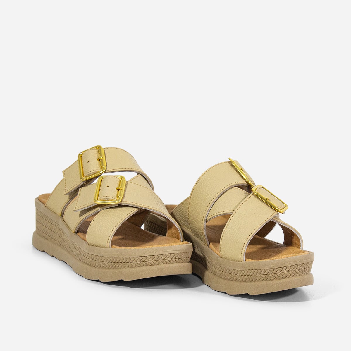 SANDALIAS MUJER MARIBU CUERO BEIGE 1017 - 2