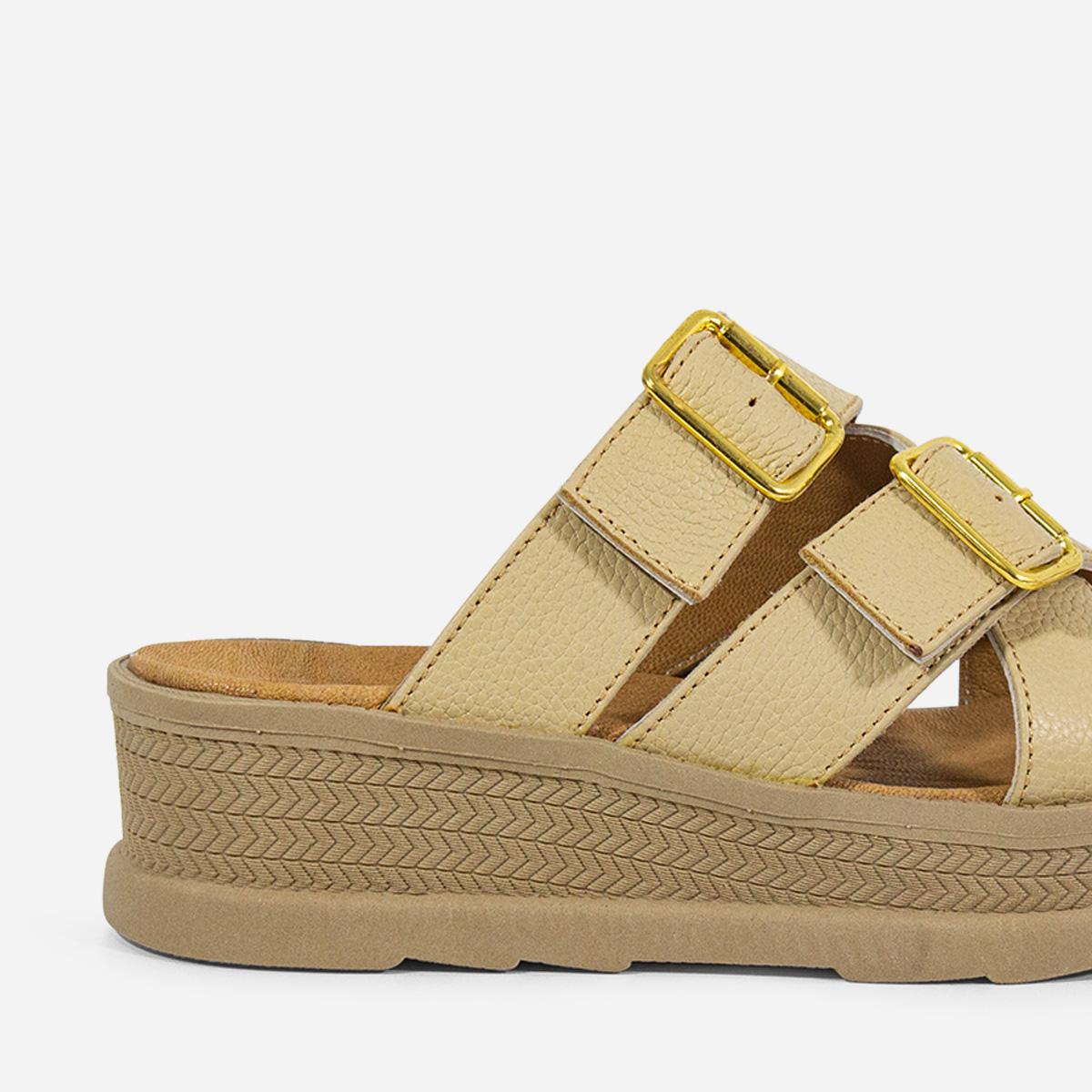 SANDALIAS MUJER MARIBU CUERO BEIGE 1017 - 4