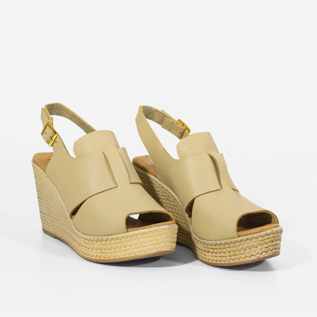 SANDALIAS MUJER MARIBU CUERO BEIGE 1018 - 2