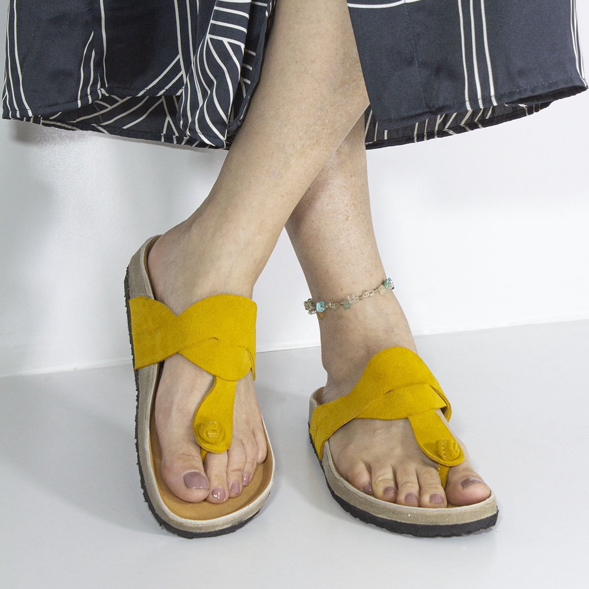 SANDALIAS MUJER MARIBU CUERO AMARILLO 701 - 6