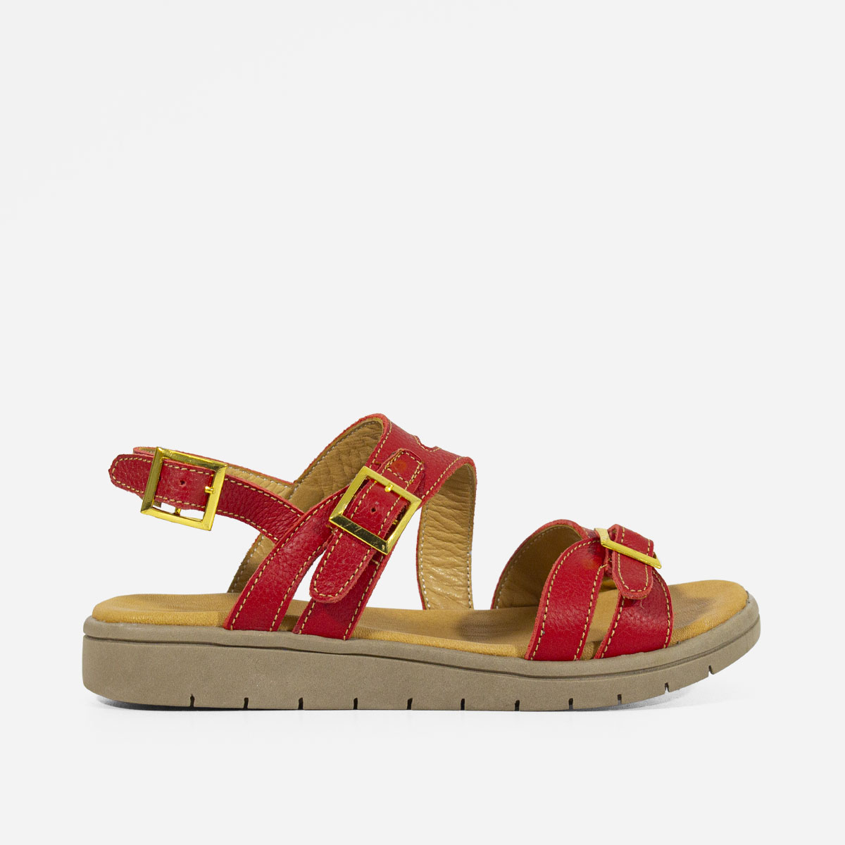 SANDALIAS MUJER MARIBU CUERO ROJO 737 - 1