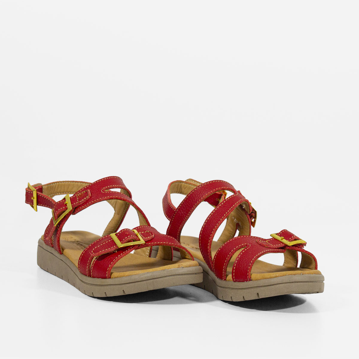 SANDALIAS MUJER MARIBU CUERO ROJO 737 - 3