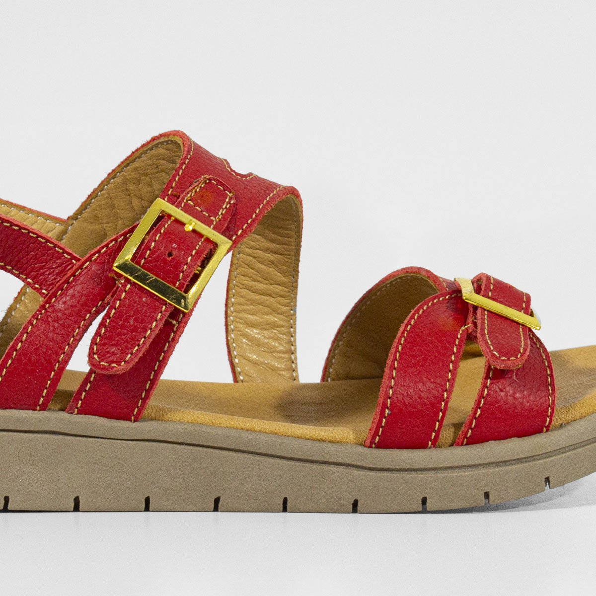 SANDALIAS MUJER MARIBU CUERO ROJO 737 - 5