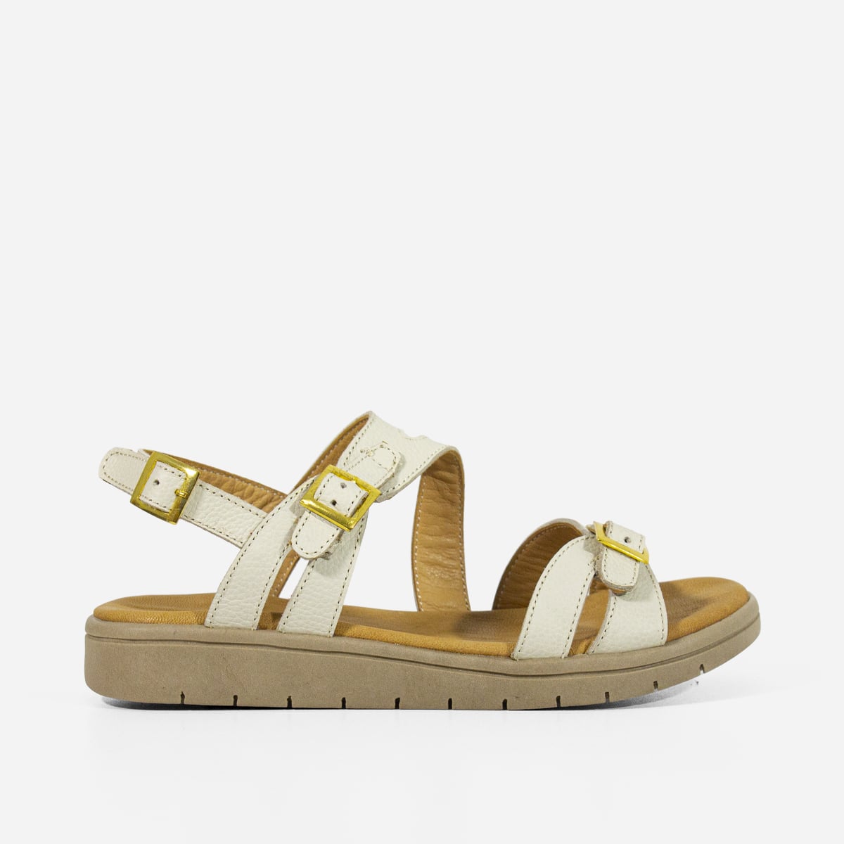 SANDALIAS MUJER MARIBU CUERO HUESO 737 - 1
