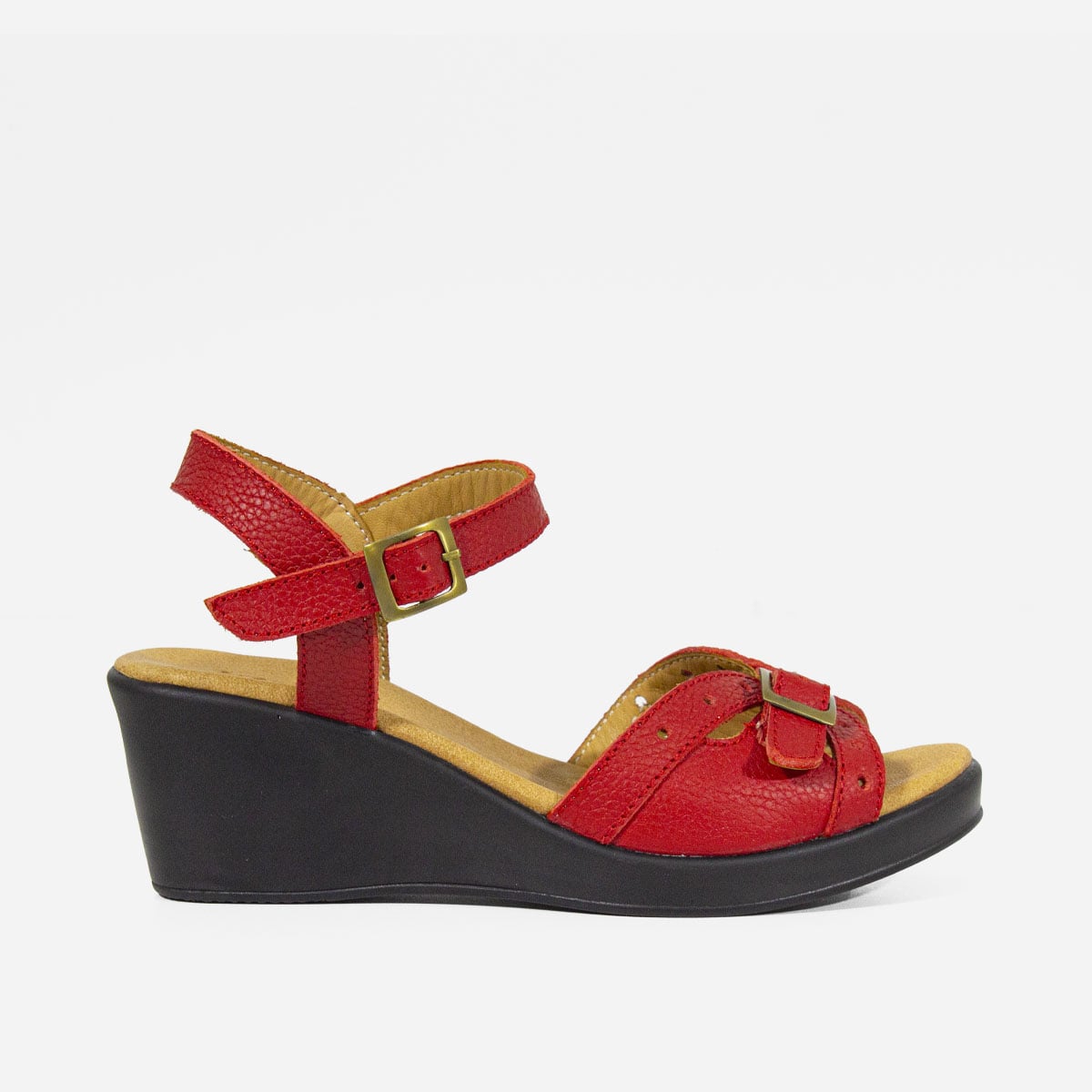 SANDALIAS MUJER MARIBU CUERO ROJO 751 - 1
