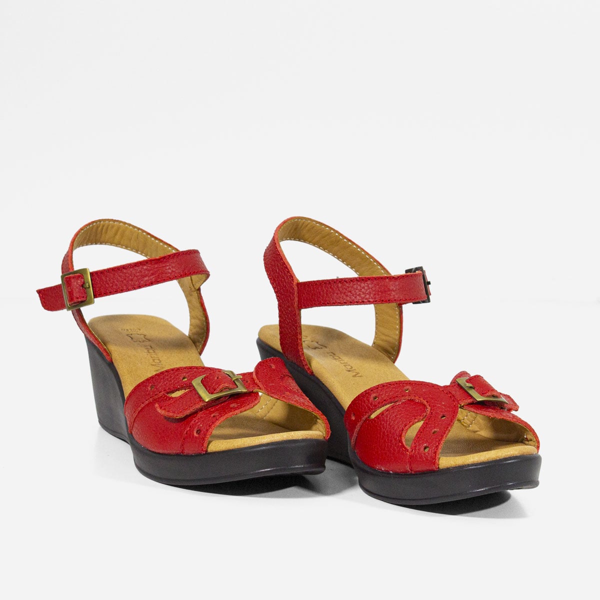 SANDALIAS MUJER MARIBU CUERO ROJO 751 - 3