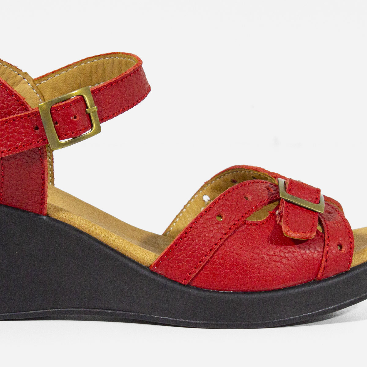 SANDALIAS MUJER MARIBU CUERO ROJO 751 - 5