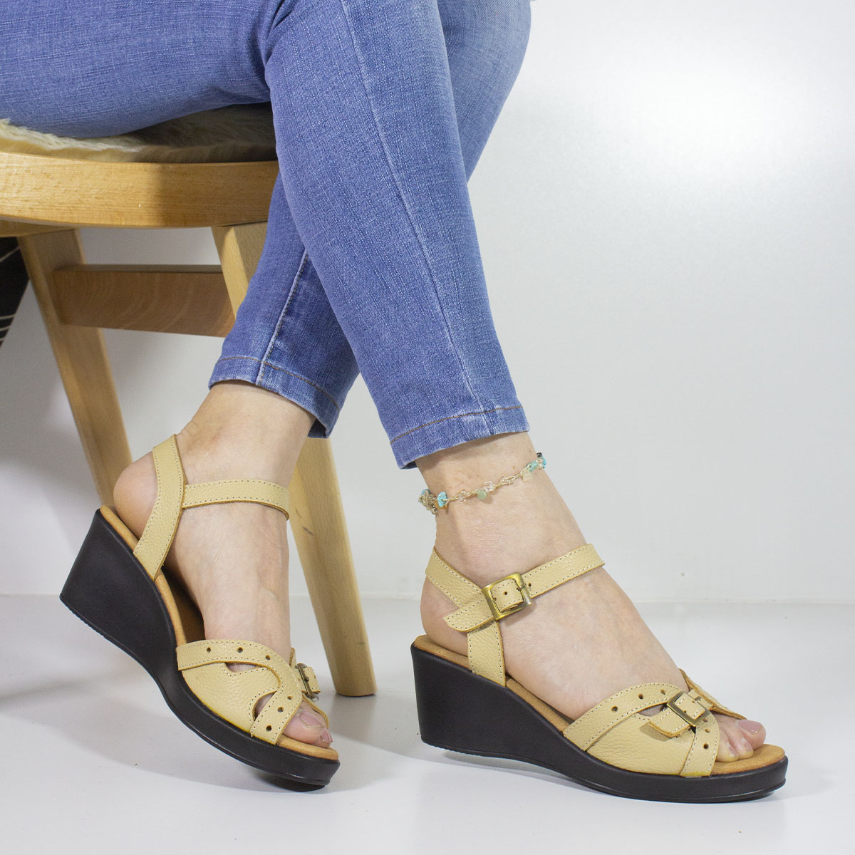 SANDALIAS MUJER MARIBU CUERO NATURAL 751 - 6