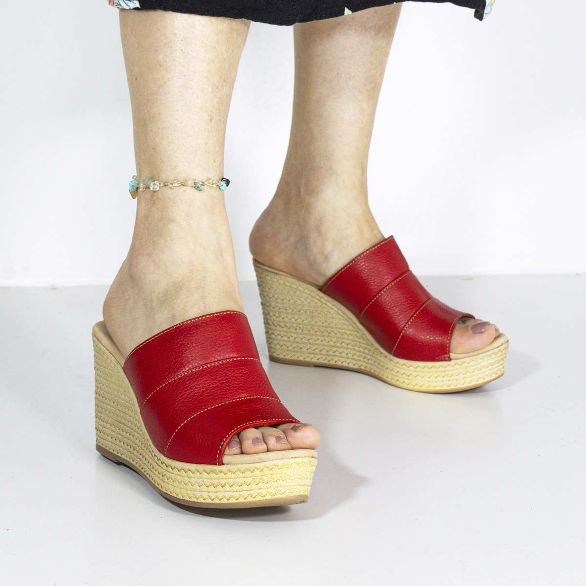 SANDALIAS MUJER MARIBU CUERO ROJO 840 - 6