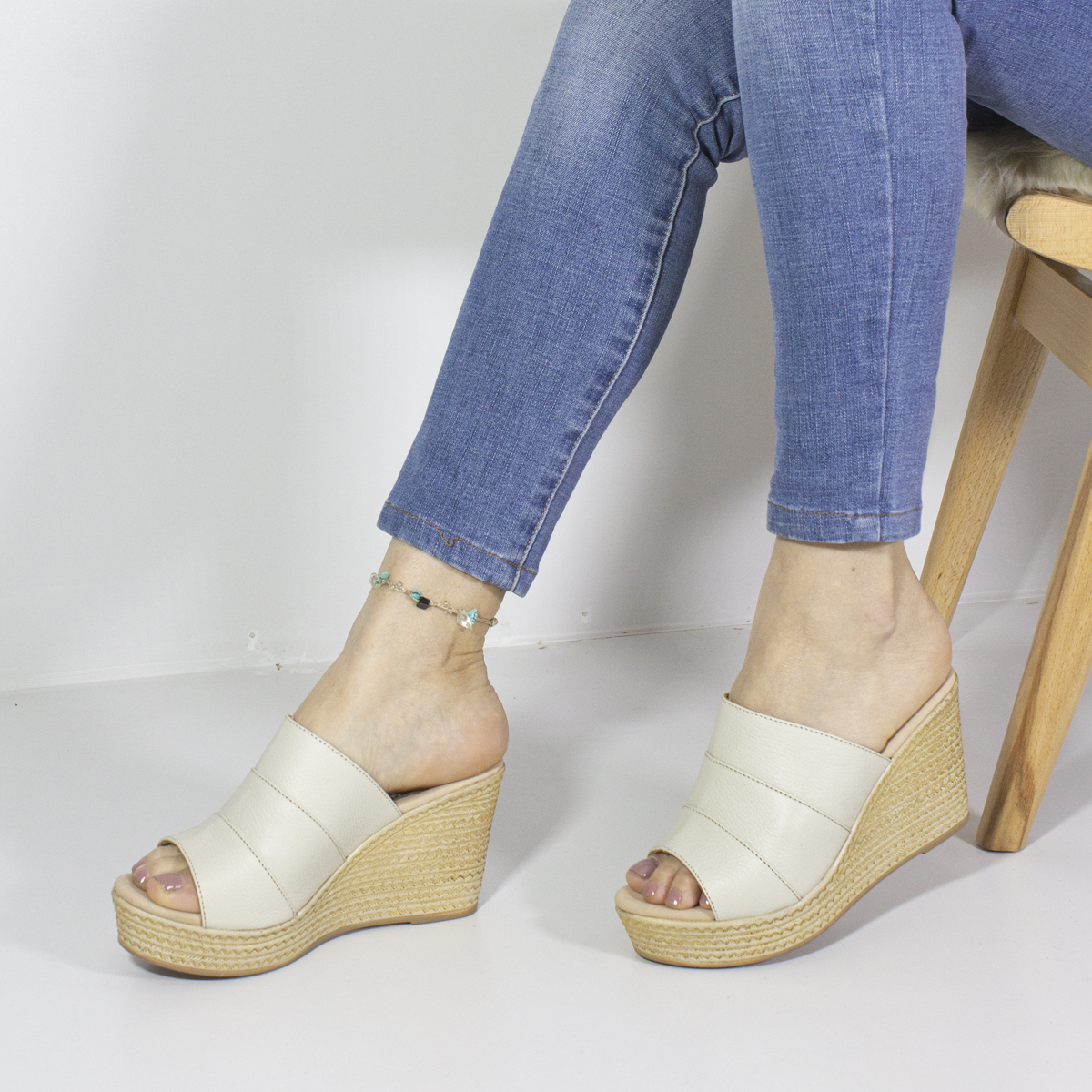 SANDALIAS MUJER MARIBU CUERO HUESO 840 - 6