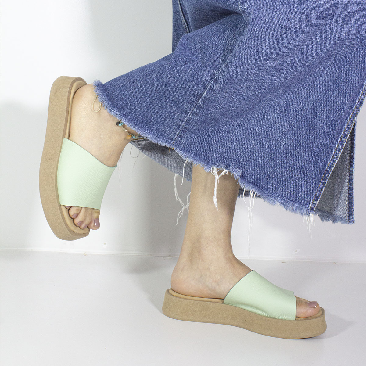 SANDALIAS MUJER MARIBU CUERO MENTA 1006 - 6