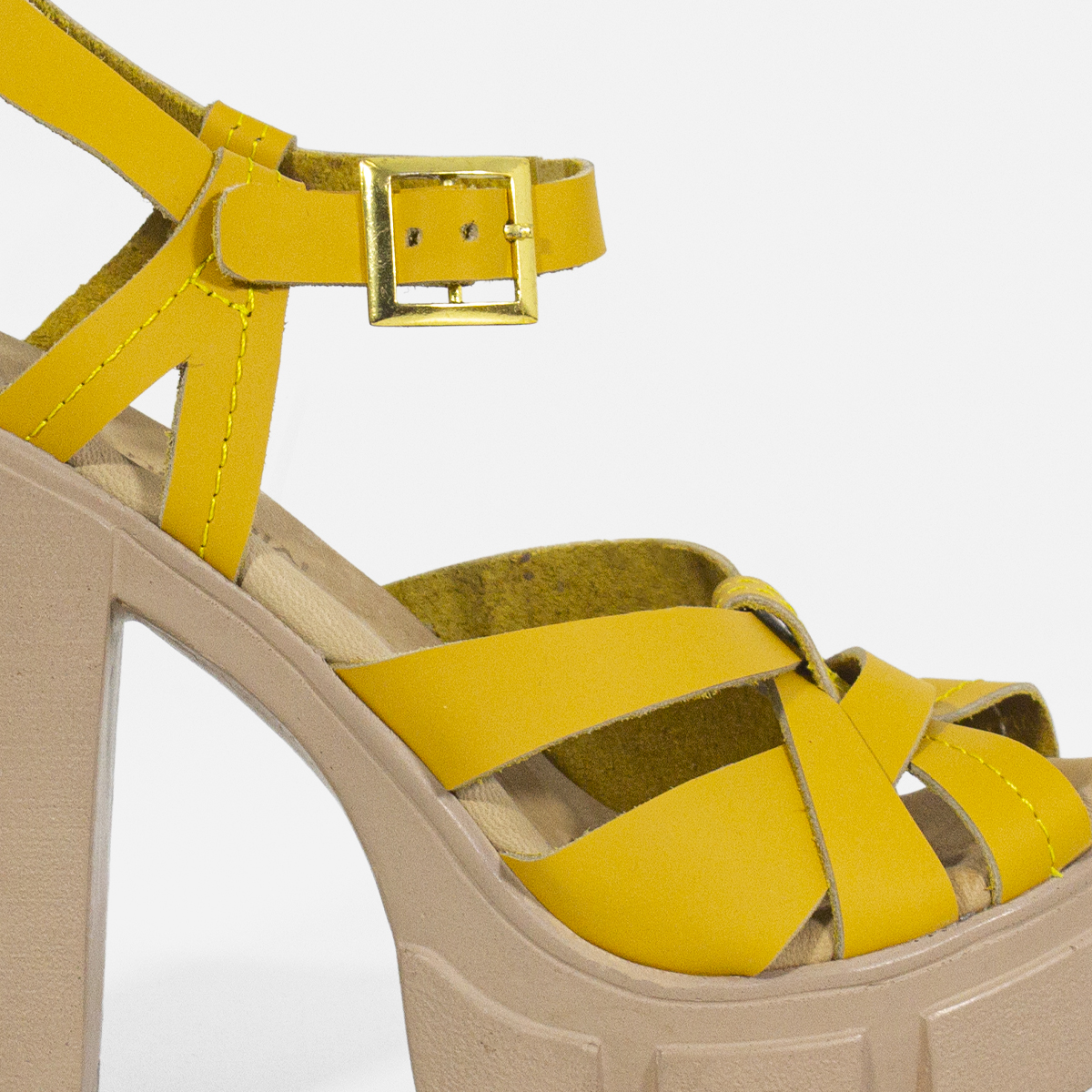 SANDALIAS MUJER MARIBU CUERO AMARILLO 1022 - 5