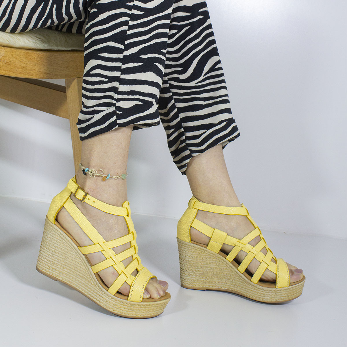 SANDALIAS MUJER MARIBU CUERO AMARILLO 406 - 6