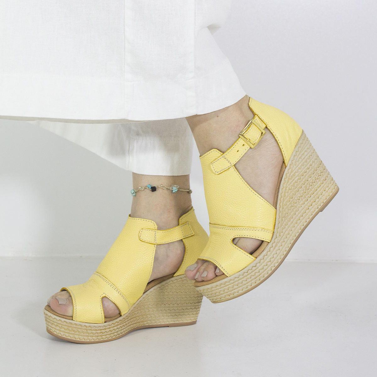SANDALIAS MUJER MARIBU CUERO AMARILLO 426 - 6
