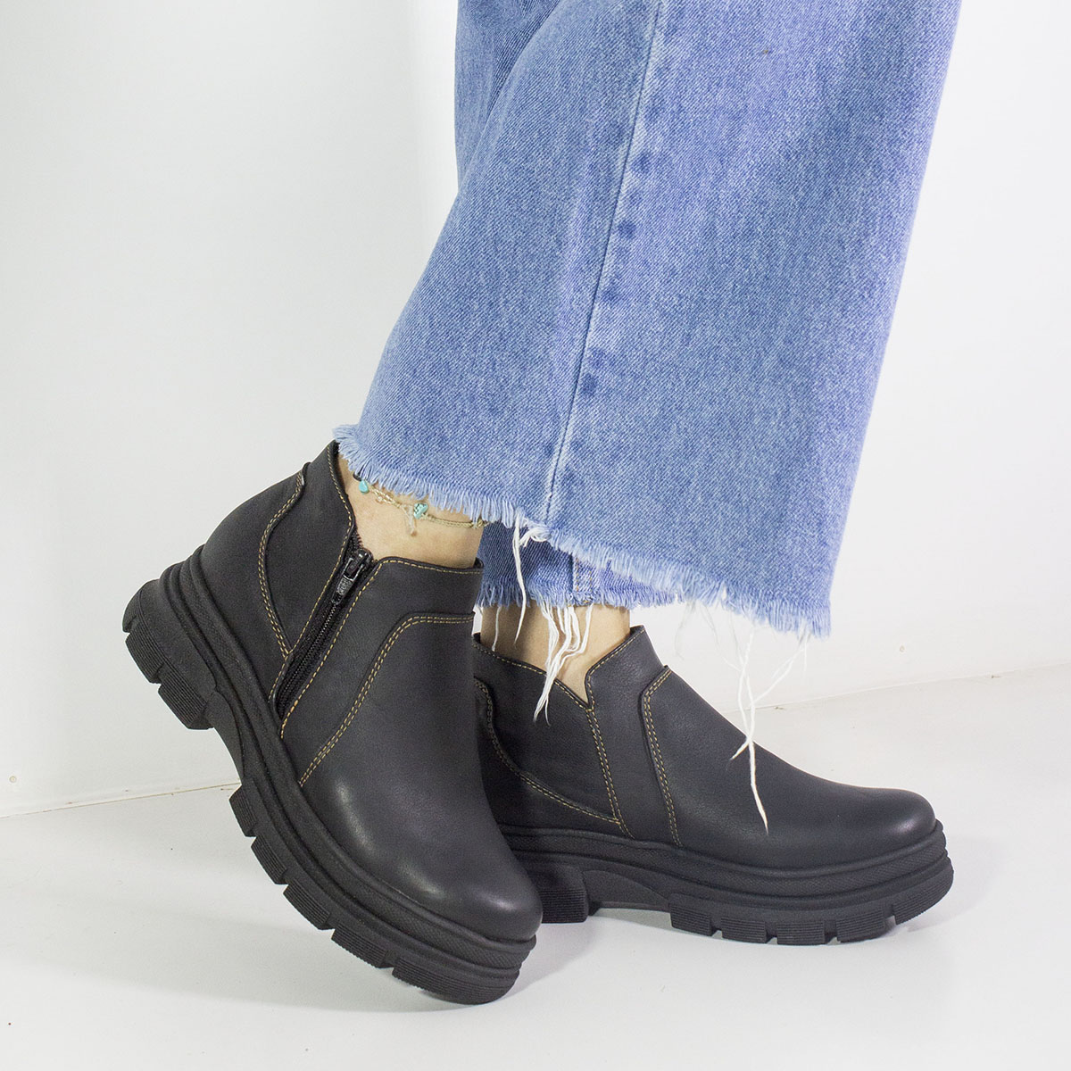 BOTINES MUJER MARIBU CUERO NEGRO 837 - 5