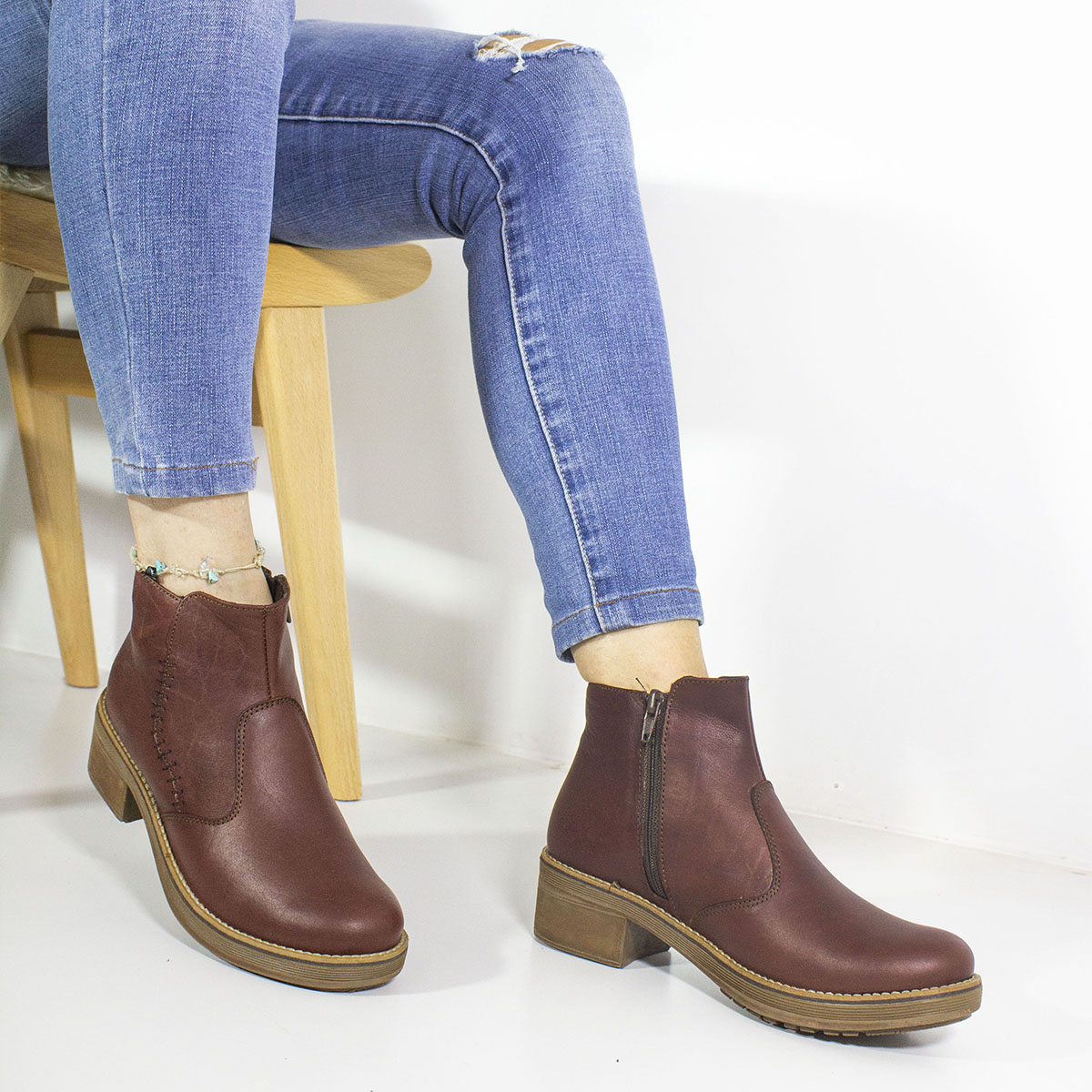 BOTINES MUJER MARIBU CUERO AMBAR 1064 - 5