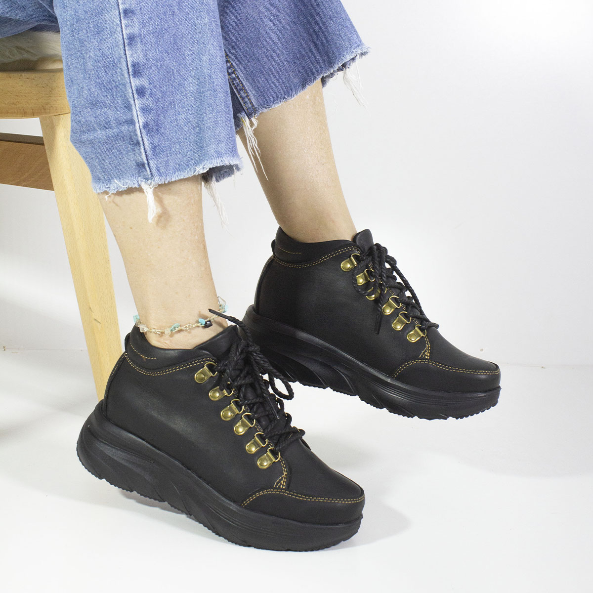 BOTINES MUJER MARIBU CUERO NEGRO 1059 - 5